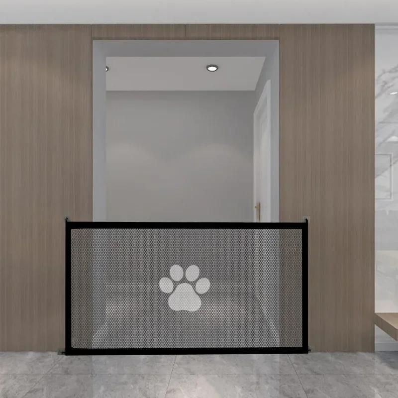 

Indoor Outdoor Pet Playpen Dog Safety Fence Barrier Breathable Mesh Isolation Net Foldable Stairs Gate For Pet Restriction Use S 110x78cm чорний