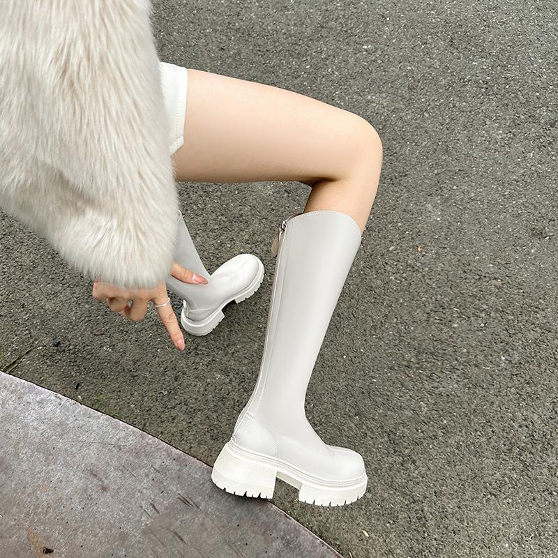 Off-white boots women's boots autumn and winter new tall boots small thick-soled thick-heeled knight boots