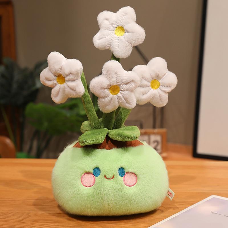Poupée en peluche de fleur de dessin animé en pot 33 cm Rose Vert Jonquille Fleur de cerisier Plante Jouet en peluche Décoration de maison Cadeau pour enfants about 33cm