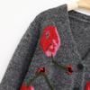 Women's French Retro Cherry Jacquard Knitwear - Soft, Fluffy Mink Fur Round Neck Top for Autumn/Winter