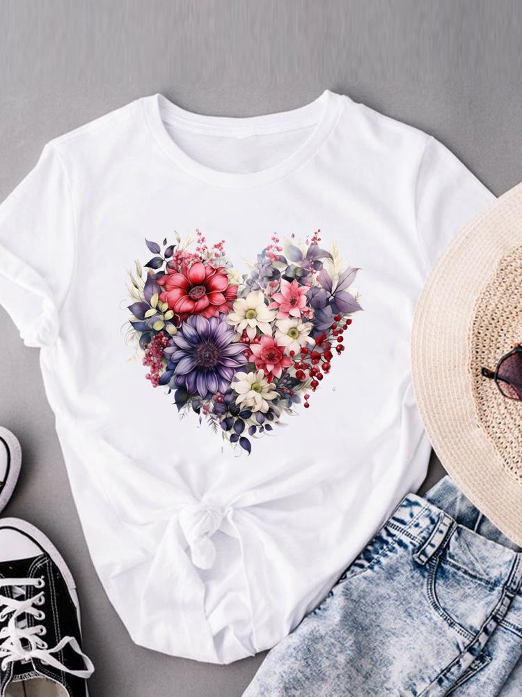 (Asian Size) Beach Trend O-neck Casual Clothing Short Sleeve T-shirts Fashion Female Women's Top T Shirt Printed Graphic Tee