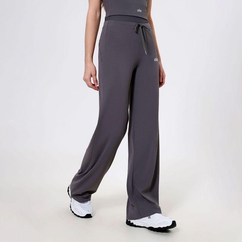 Aloneadv High Waist Belly Contracting Yoga Pants Women's Quick-Drying Running Thin Nude Feel Fitness Sports Loose Straight-Leg Pants