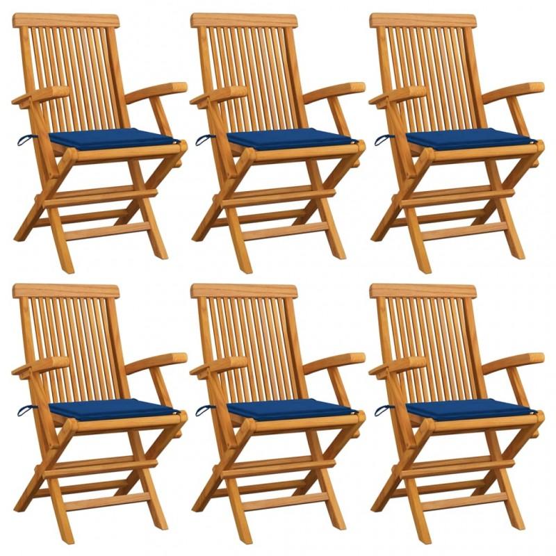 Day and Night - Day and Night Garden Chairs 6 Units Teak Wood with Royal Blue Cushions