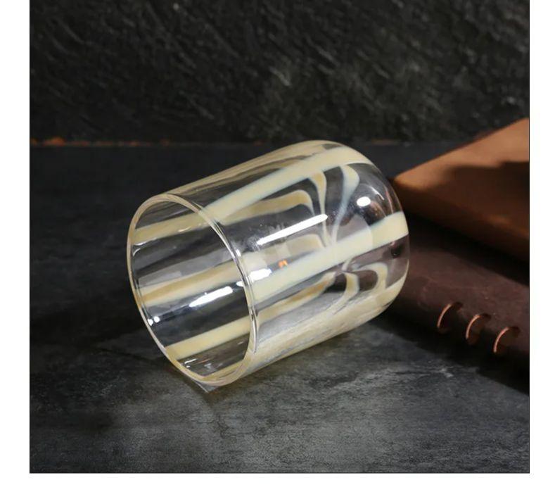 Colorful Glass Transparent Lines Threaded Cup with Rounded Mouth Coffee Milk Juice  Cup, Household Water Cup, Wine Glass