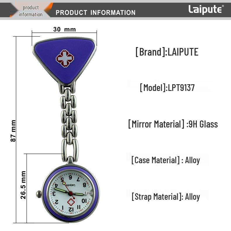 Leppte Luminous Nurse Watch: Clip-on Retro Pocket Breast Watch for Women, Cute Student Engraving