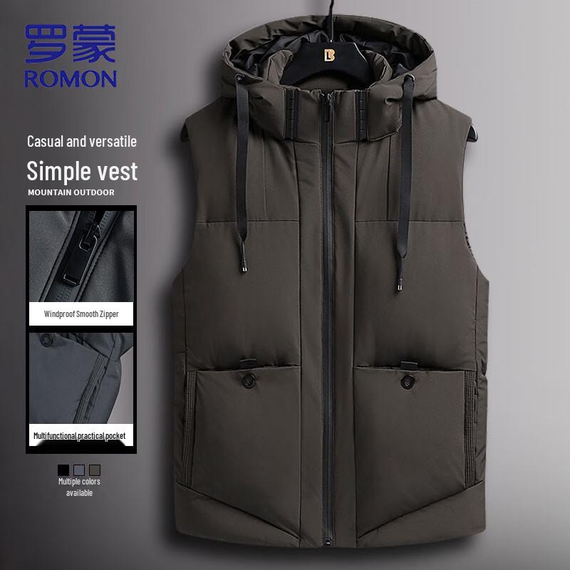 

ROMON Men s Detachable Hood Multi-Pocket Vest L