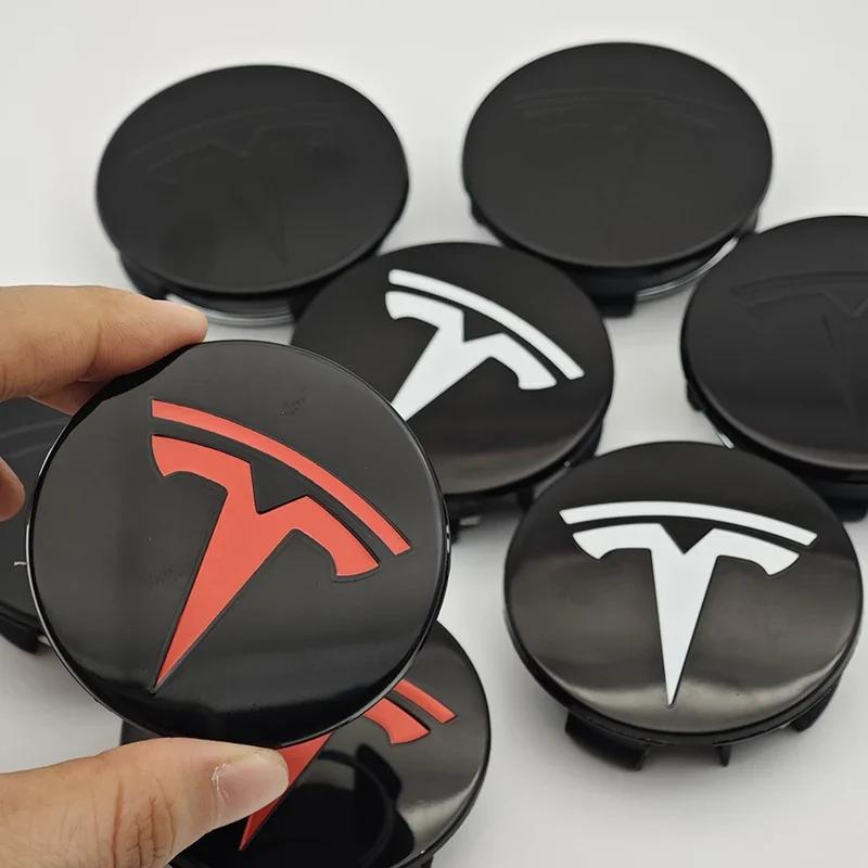 Samolepka na auto 2025 Nové Tesla 4ks ABS 56mm Kryty odznaků Tesla Model 3 Model Y Krytky nábojů Středové krytky kol pro Tesla Model Y X S 202