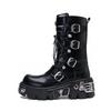 Fashion Retro Cross Strap Metal Decoration Motorcycle Boots European American Casual Unisex Punk Workwear Rock Thick Soled Short Boots