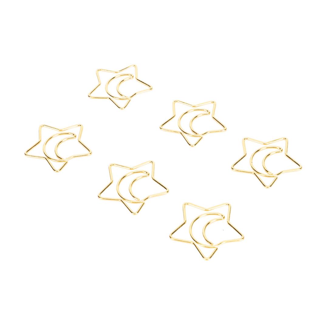 100pcs Star Moon Paper Clips Prevent Rust Skid Resistance Cute Paperclips for   Daily Use School
