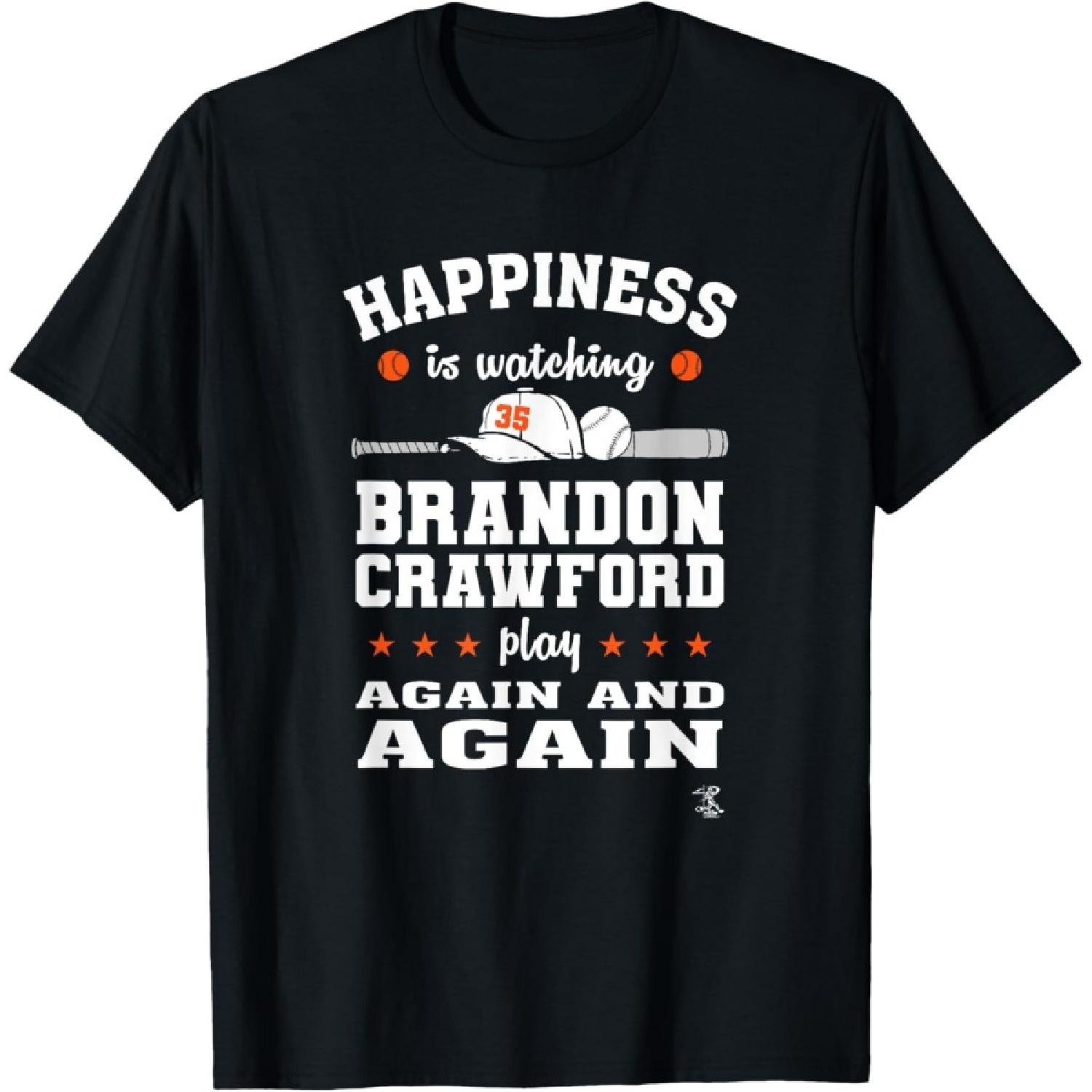 Brandon Crawford Happiness is Watching Gameday T-Shirt S чёрный