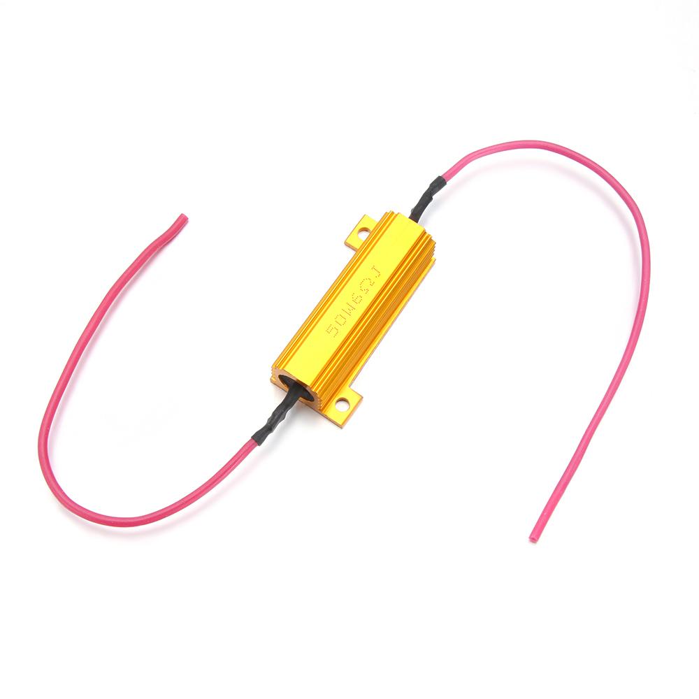 50W 6 Ohm Load Resistor LED Error Wiring Resistance Headlight Load Resistor Turn Signal Fog Lamps Decode Auto Interior Cable