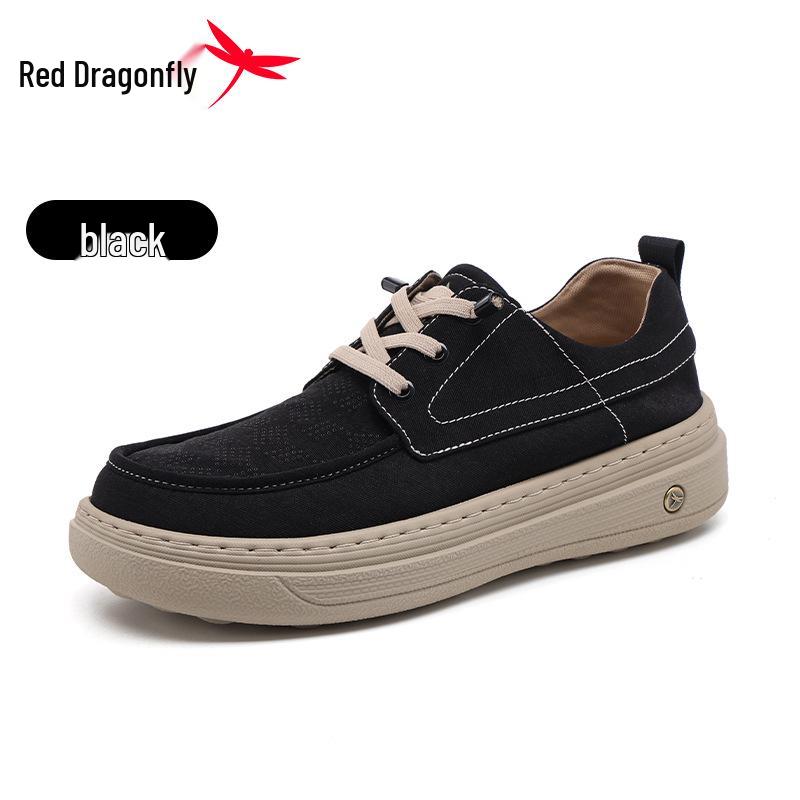 Red Dragonfly Men s Breathable Canvas Summer Shoes, Soft Sole, Wide Fit, Height Increasing Casual Sneakers 39