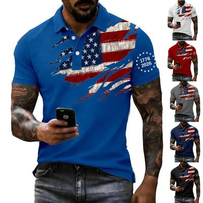 Camiseta informal y holgada para hombre con estampado de bandera, Camisa de manga corta