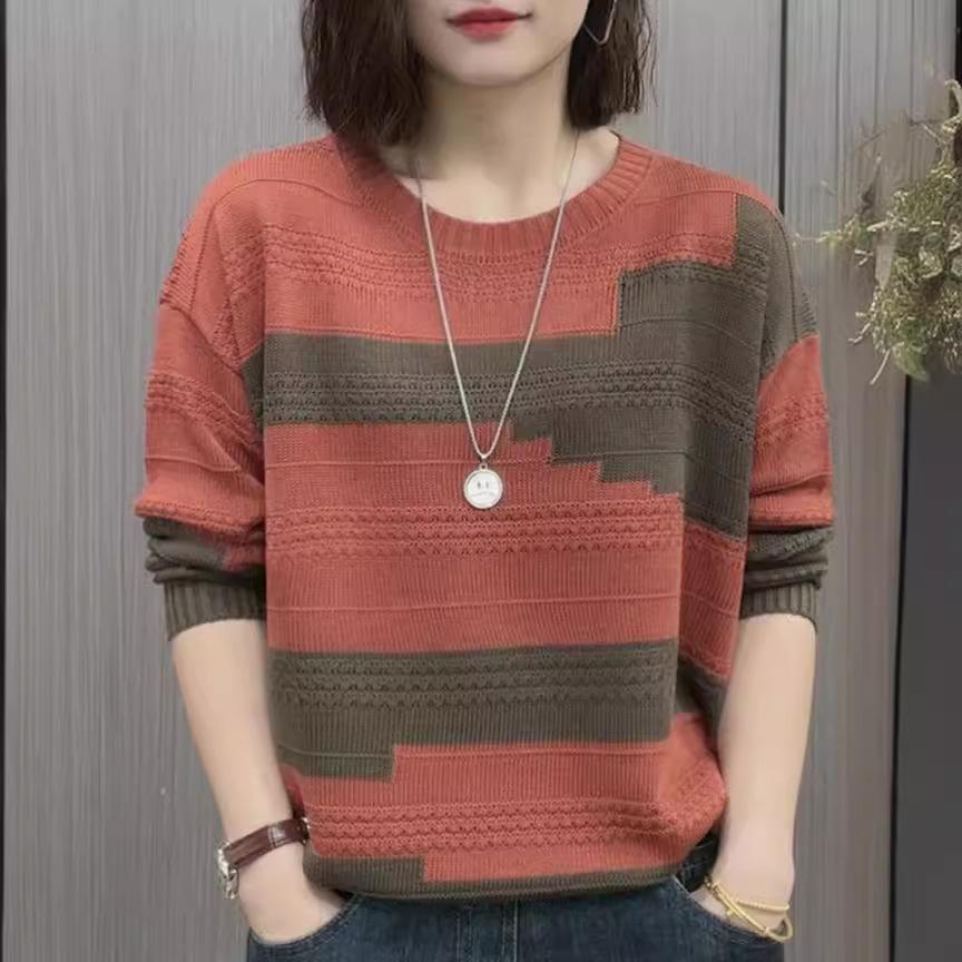Early Autumn Round Neck Mother's Sweater Women's Casual Knitted Sweater Long Sleeved Top