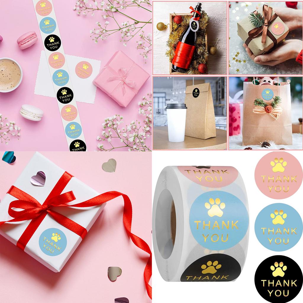 Hunde Pfotenabdruck Aufkleber Dankeschön Etiketten Verschlussaufkleber Dekorative Aufkleber Etiketten Umschlagaufkleber Tieraufkleber