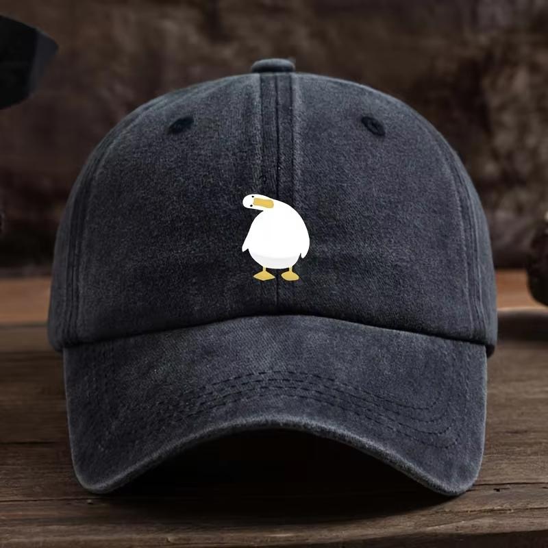 Neue Niedliche Entenprint Baseballkappe Mit Verstellbarem Druckknopf, Atmungsaktives Material, Lässiges Outdoor Kopfstück Adjustable&>8Y black