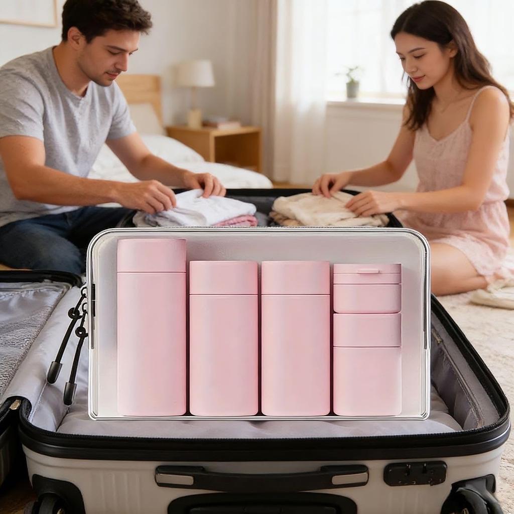 Travel Container Perfume Shampoo with Storage Perfect for Business and Unisex Travel Set 16-Piece Leak-Proof Set Roller, Cosmetics, Refill, Portable,