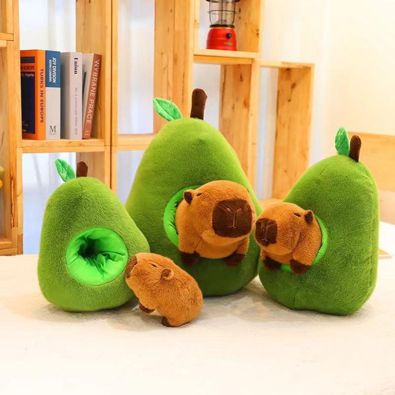 Avocado Capybara Plush Toy Cartoon Animals Fill Doll Accompany Pillow Appease