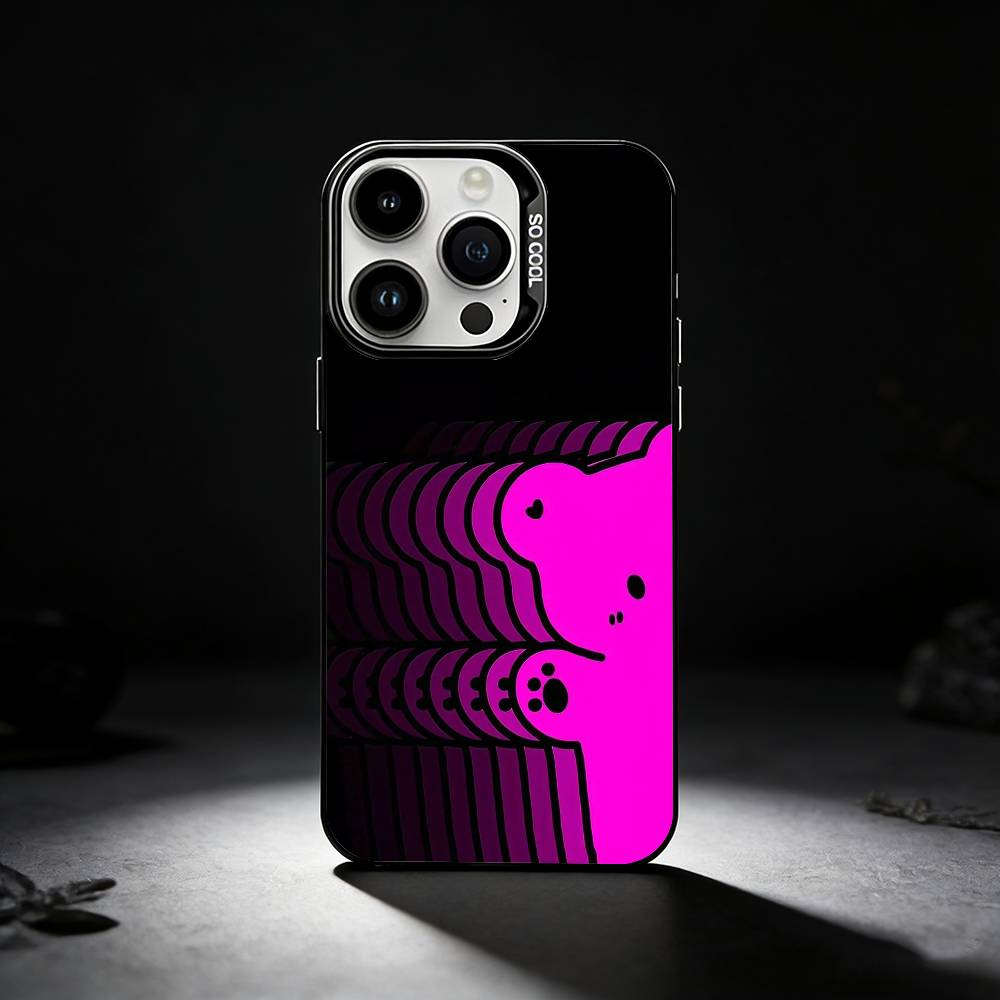 Phantom Gradient Cartoon Phone Case For iPhone 17,16,15,14,13,12,11 Plus,Pro Max,XS,Colored Silver Phone Case