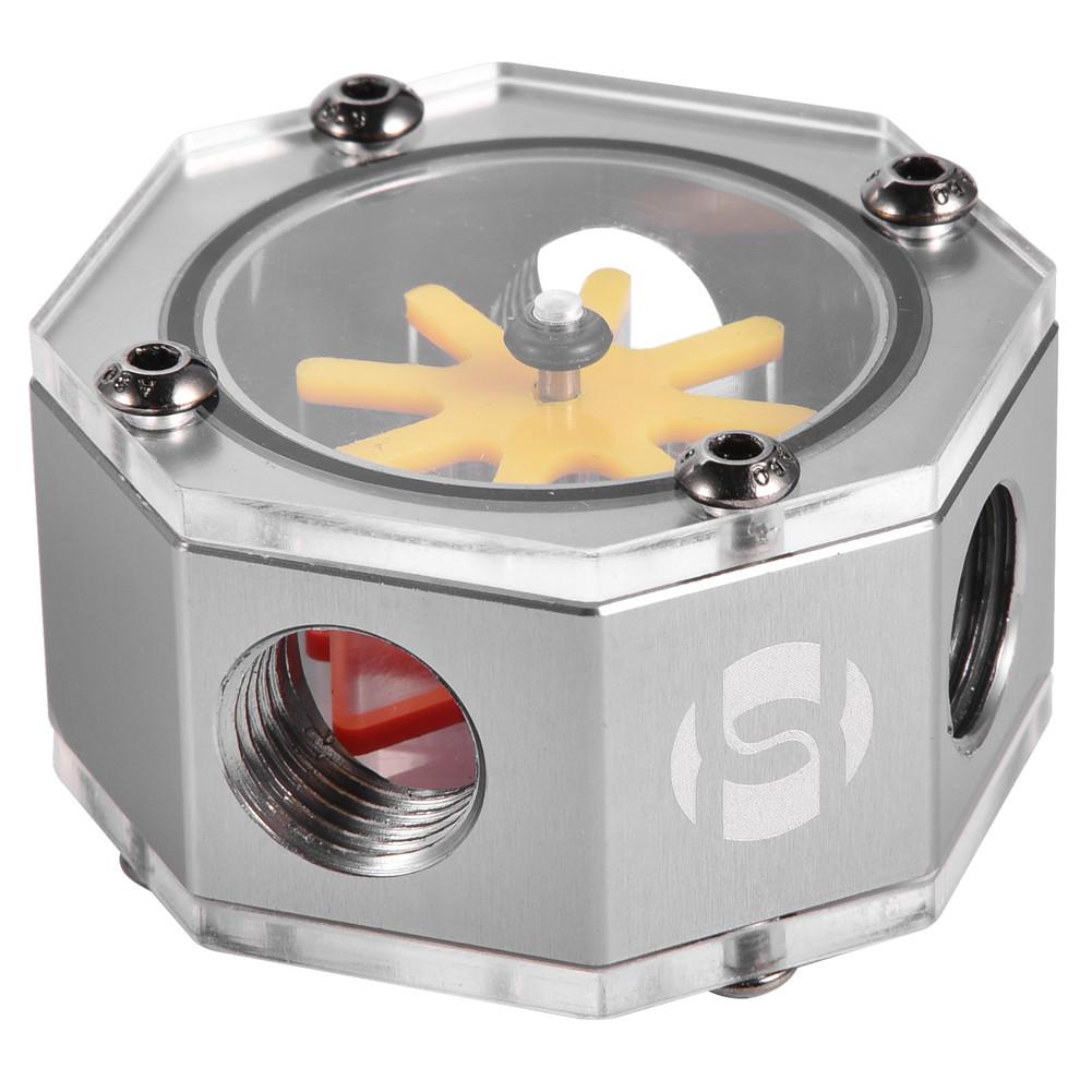 Aluminum Alloy G1 4 Thread Water Cooling Flow Meter Indicator for PC Water Cooling System Gray