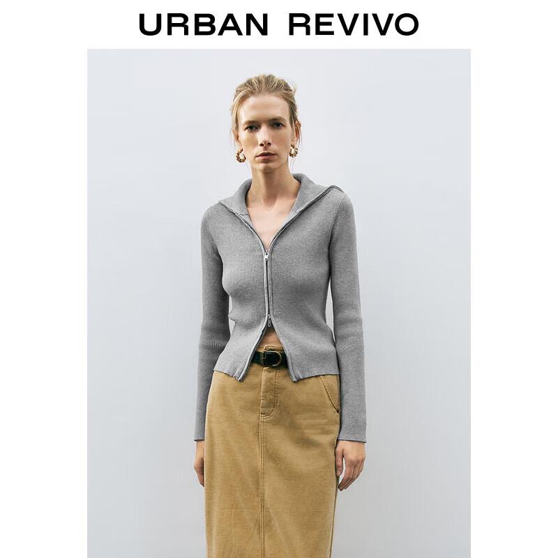 

UR 2025 Весенний женский облегающий трикотажный свитер со стойкой XS