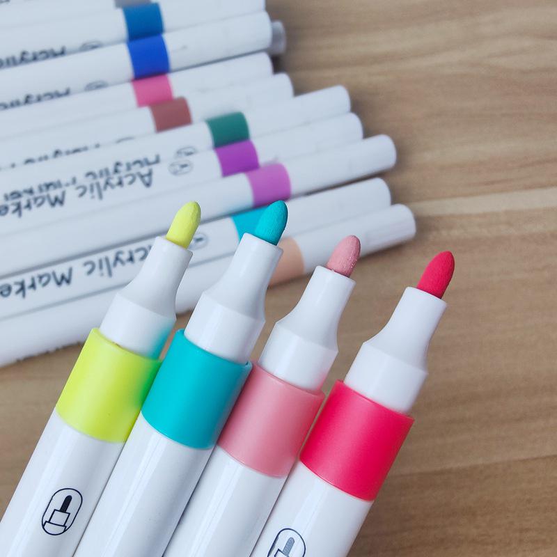 36-Color Acrylic Markers Set: Student Art & DIY Bullet Journal Pens in Handheld Square Box
