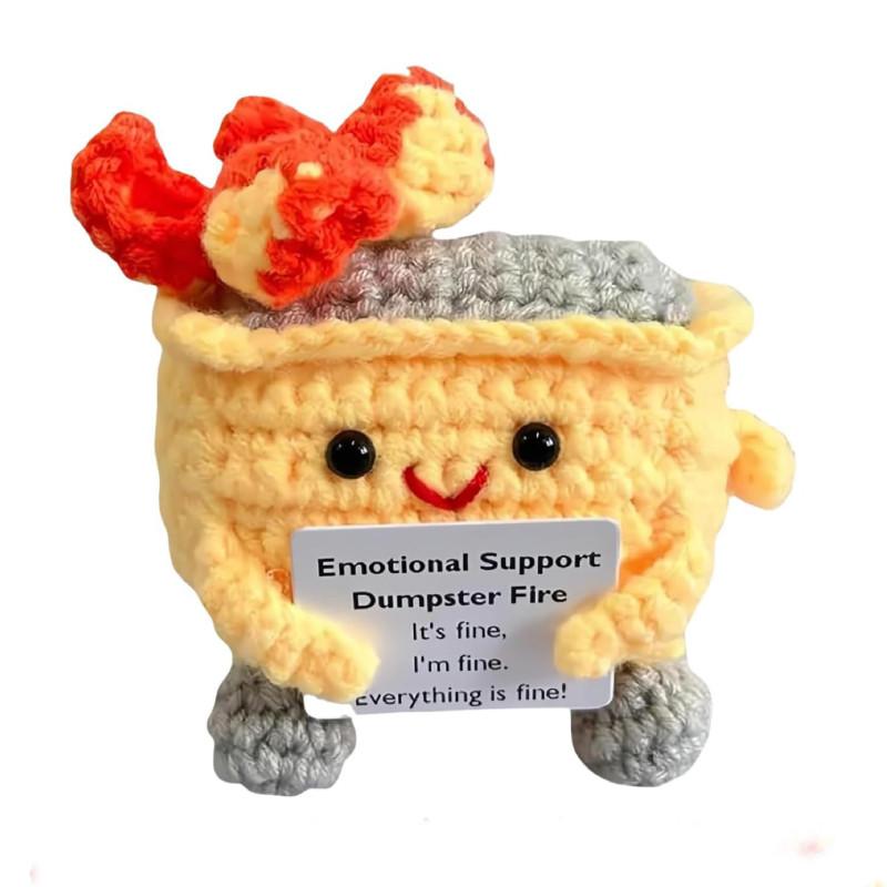 Adorable Handcrafted Crochet Emotion Support Plush Garbage Bin Decorative Figure Gift In Vibrant Colors For Modern Home Decor