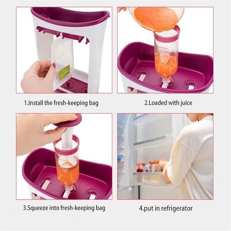 Baby Food Prep: Fruit Puree Squeezer, Storage Bags, Portioning Container, and Food Processor