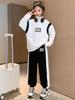 Girls' Stylish Spring/Autumn Sportswear Set 2026: Fashionable Half-Zip Hoodie Two-Piece for Middle & Big Kids