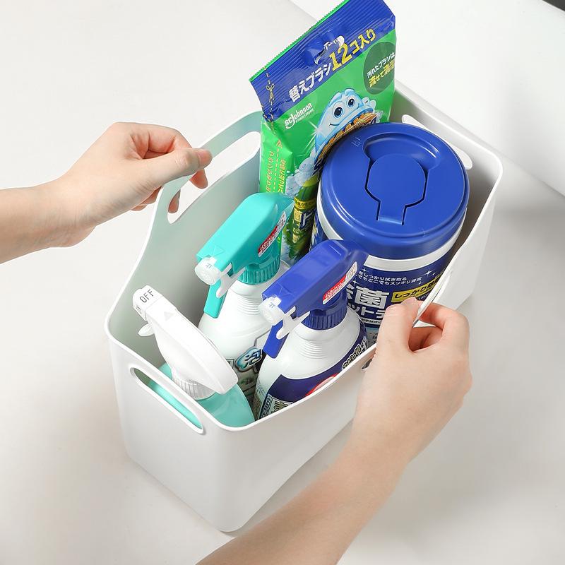 717 Rectangular Plastic Bathroom Storage Basket for Dorms - Organize Small Items & Sundries