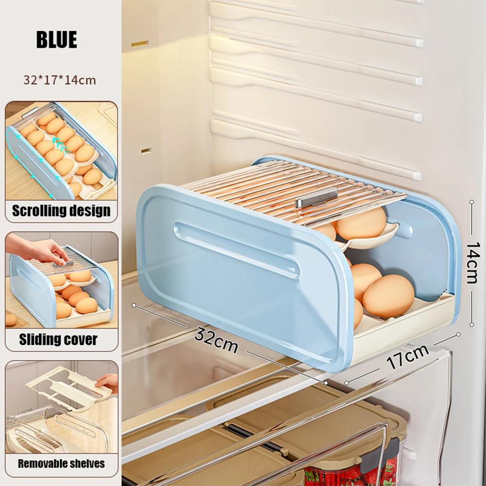 New Rolling Egg Storage Box Double-layer Storage Rack Automatic Egg Rolling Device Refrigerator Egg Storage Box Kitchen Crisper
