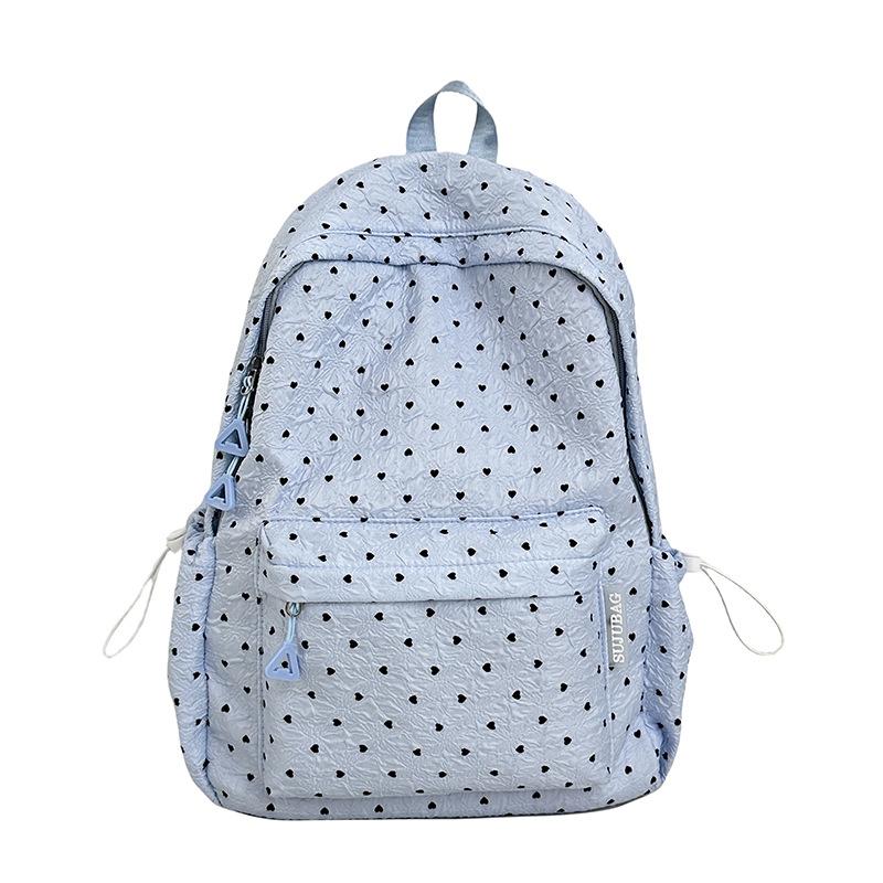 Small fresh schoolbag female love polka dot junior high school student large capacity backpack high value student schoolbag