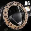 Luxury Leopard Winter Car Steering Wheel Cover Fur Imitation Rabbit Hair Soft Plush Gear Handbrake Case Car Interior