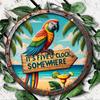 Summer Parrot Aluminum Metal Round Tin Sign Vintage (8''*8'') It's Five O'clock Somewhere, Beach Decor, Hawaiian Gift