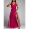 European and American Sexy V-neck Waist Hugging Slimming Split High-End Dress Women's Sexy Party Dress