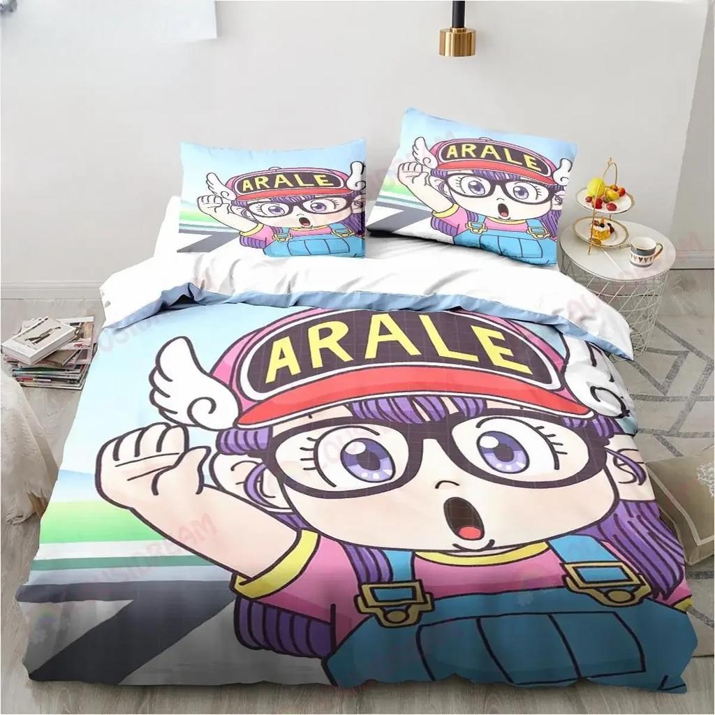 New Cute Cartoon DR S-Slump Arale Anime Bedding Set King Twin Double Microfiber Duvet Cover