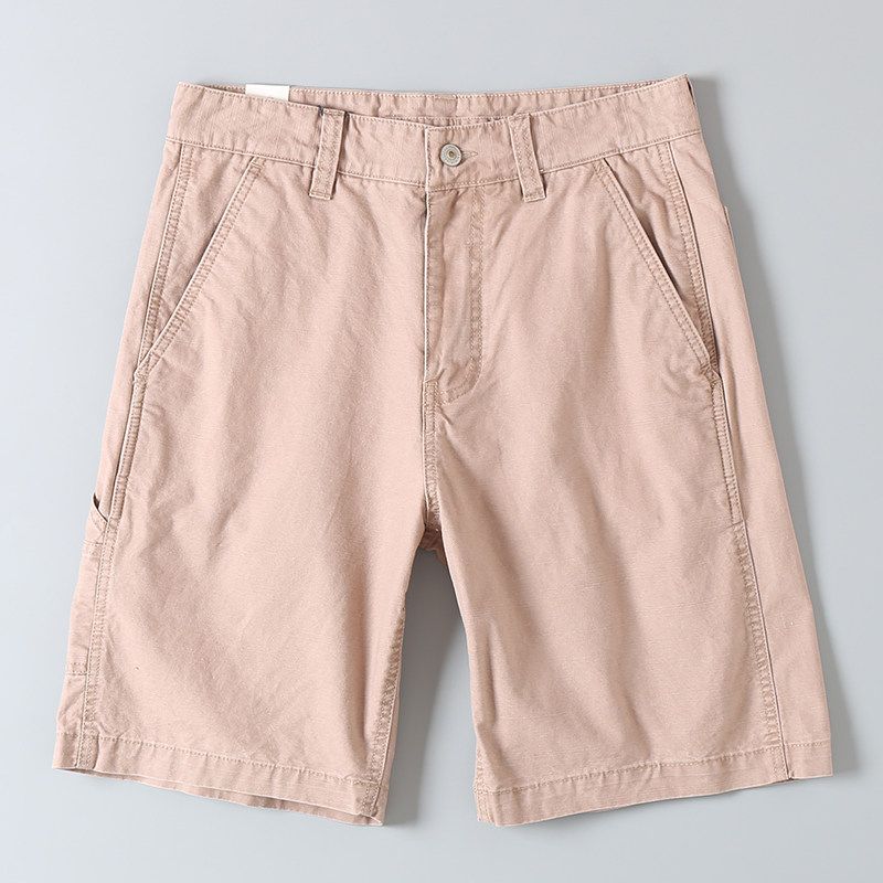 Export Surplus Heavy-Duty Washed Cotton Summer Men's Workwear Straight-Leg Shorts, Five-Point Mid-Length Pants