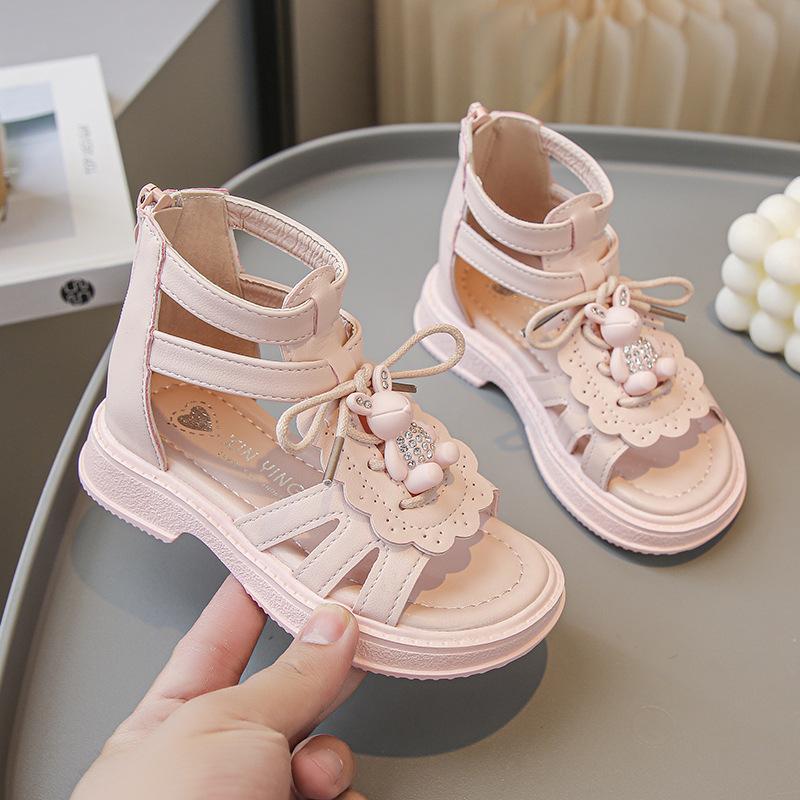 

Summer Fashion Breathable Open Toe Girls Sandals Princess Shoes for Big Kids Toddler Roman Sandals size 26 розовый