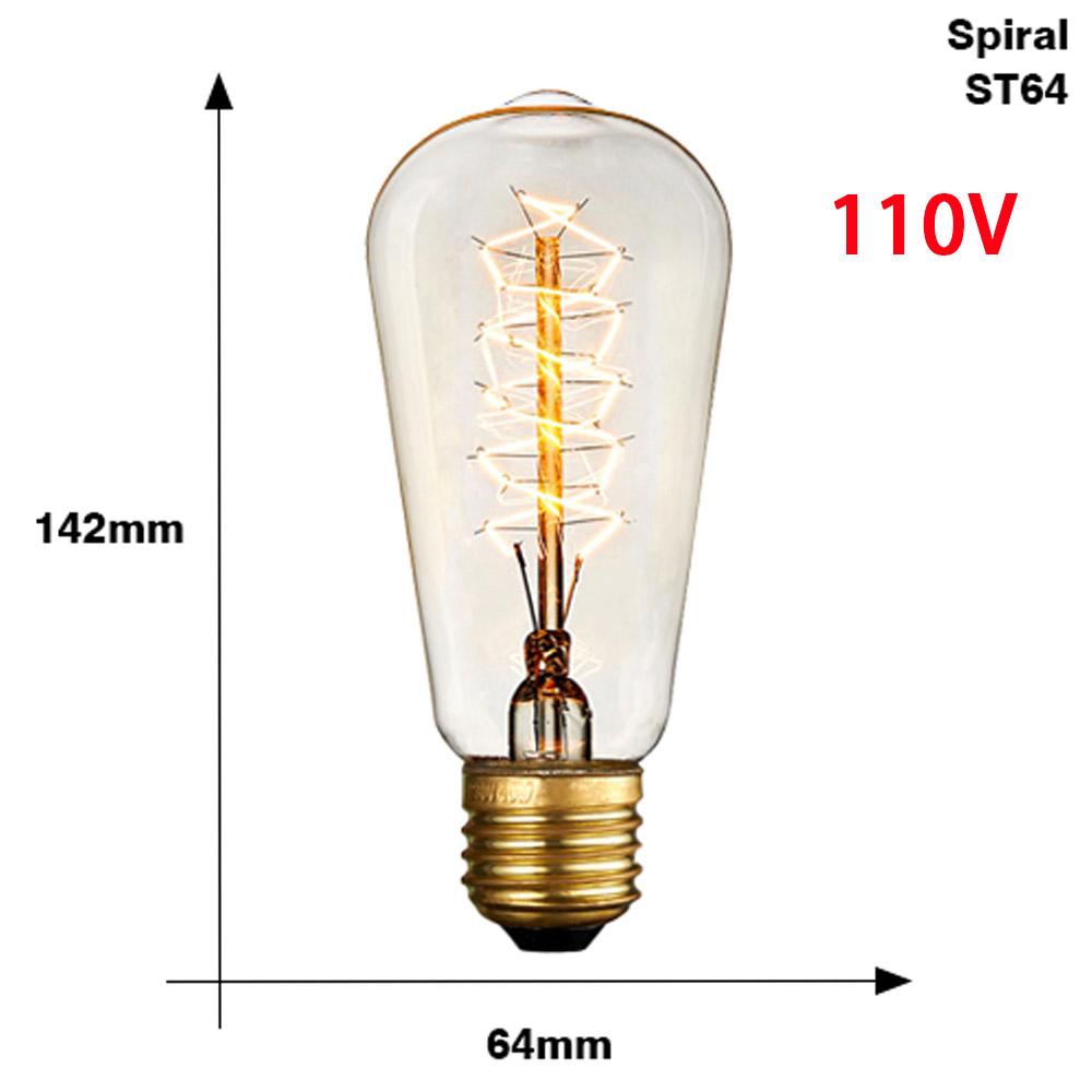 Retro Edison Bulb Lamps E27 40W 110V Bedroom Industrial Loft Vintage Light Bulb For Home Decor T45 A19 ST64 G80 G95 T10 G125 Lamp