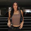 Women Polka Dot Print Sleeveless U Neck Cropped Fitted Casual Tank Top