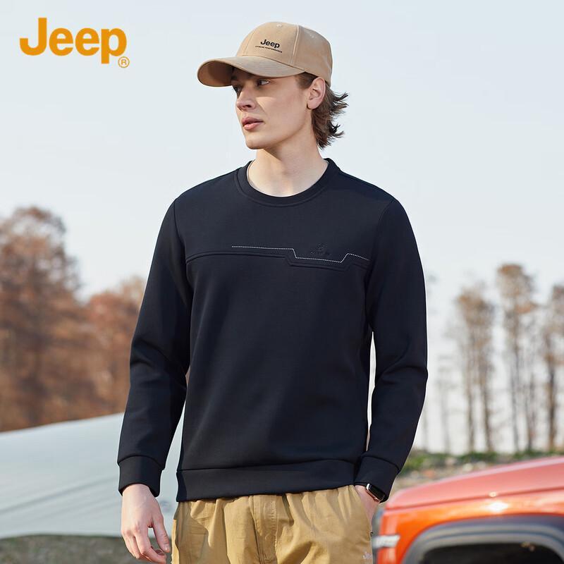 Jeep Men's Cotton Blend Crewneck Long Sleeve Sweatshirt