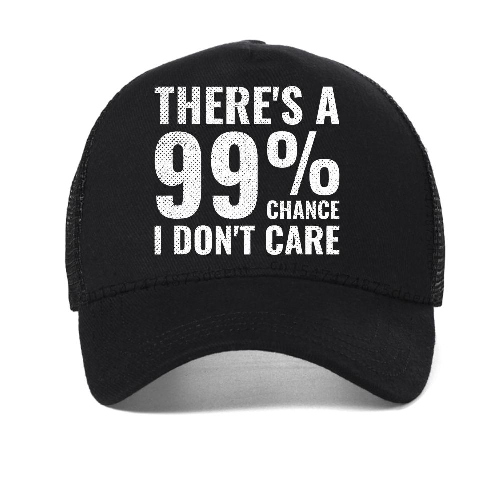 There'S a 99% Chance I Don't Care Letter Print Baseball Cap Summer Men Women Fashon Casual Hat Adjustable Mesh Breathable Caps