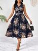 European & American Women's Plus Size Floral Sleeveless V-Neck Midi Dress