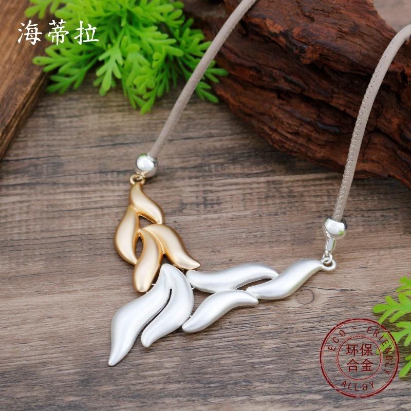 New Hollow Geometric Lines Leather Rope Necklace Women's Fashion High Sense Irregular Lines Versatile Necklace