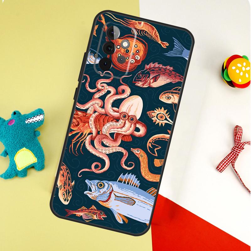Marine Life Ocean Octopus Case For Samsung Galaxy A54 A34 A24 A14 A12 A22 A32 A42 A52 A72 A52S A51 A71 A13 A53 Cover