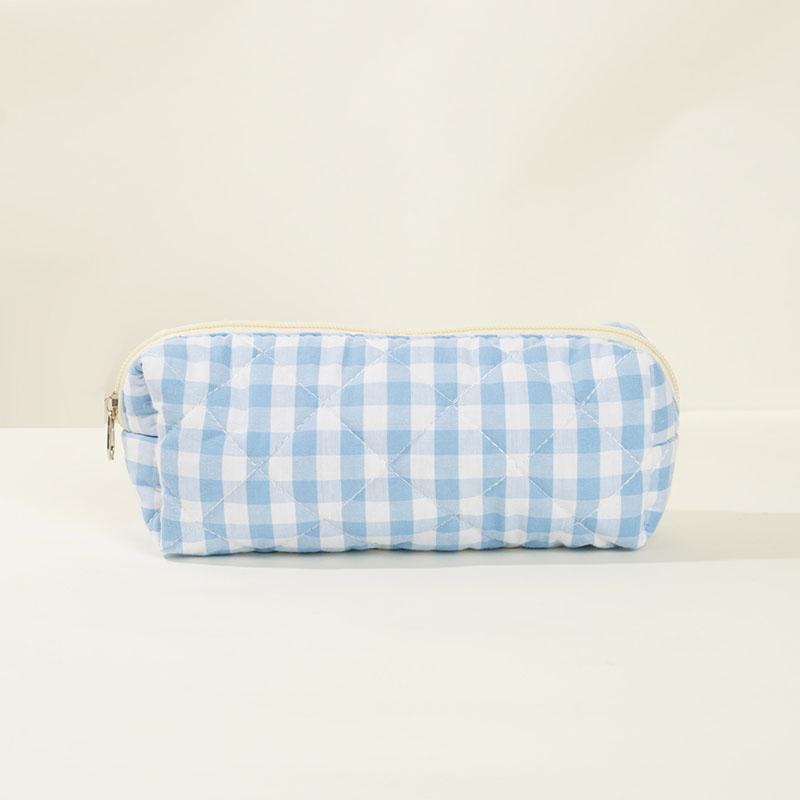 1pc Large Travel Multicolored Plaid Makeup Storage Bag Girls Brush Cosmetic Pouch Bag School Supplies Checkered Pencil Bag