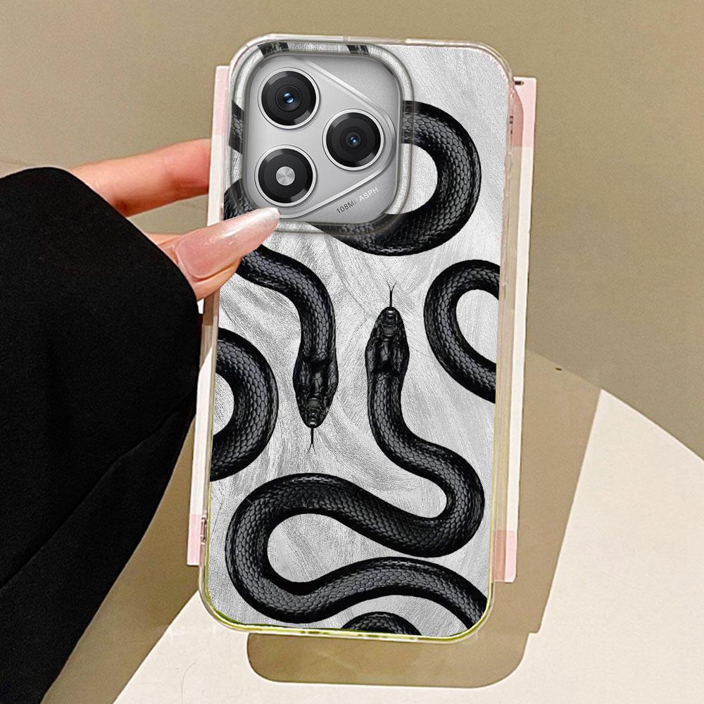 Gold Snake Print Feather Texture Phone Case for Honor 400 200 Smart Pro Magic7 6 5 Lite X9a X9c X8b X8a X8c X7c Shell Back Cover