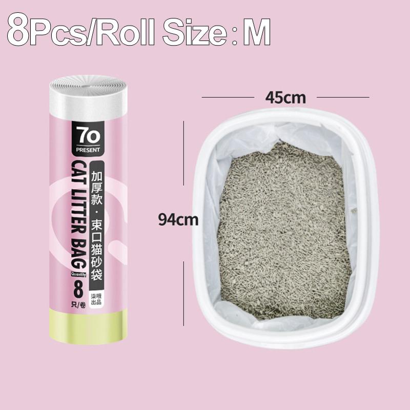 1/2/3/5Rolls Disposable Cat Litter Bags Disposable Pet Waste Bag With Drawstring Quick Clean Portable Cat Litter Box Liners Bag 1 Roll