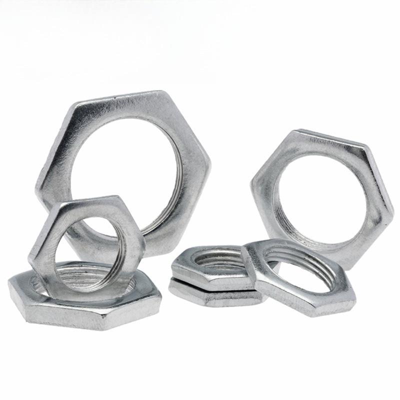 GB808 White Zinc Hex Thin Nut, Fine Thread, Lamp-Type, M6-M30