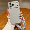 Braided Thick Cord Wrist Strap Bracelet Liquid Silicone Magnetic Case For iPhone 11 12 13 14 15 16 17 Pro Max Air Plus Cover